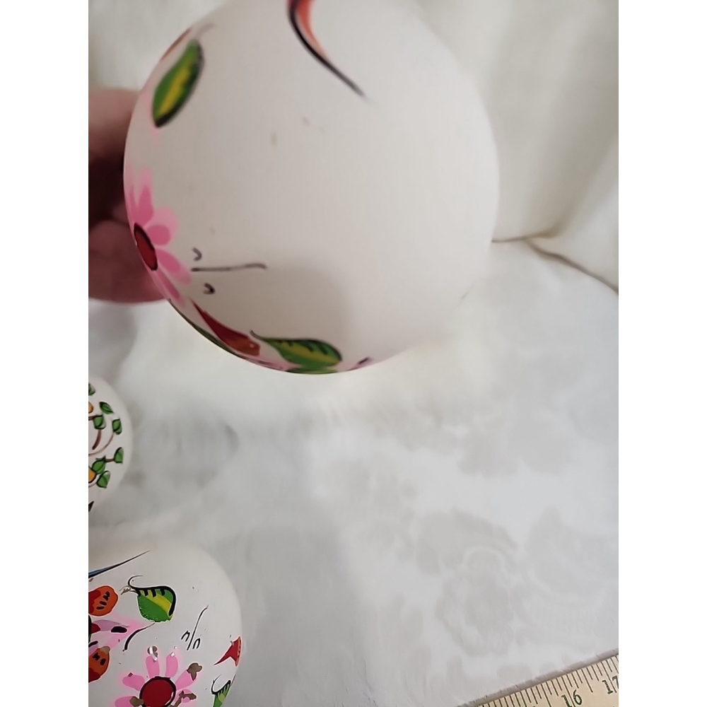Vintage Hand Painted Floral Bird Glass Ornaments - Picture 7 of 14